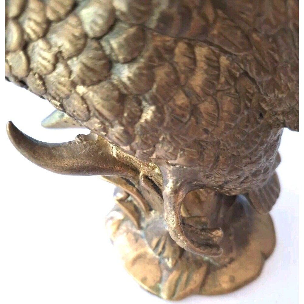 VTG Heavy Solid Brass Duck Fowl Taking Flight Sculpture Nice Patina & Detail - Picture 7 of 14